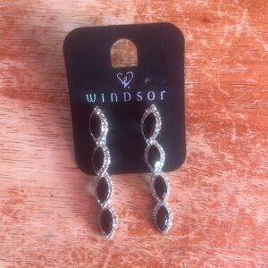 Windsor Brand New Silver and Black Dangly Earrings